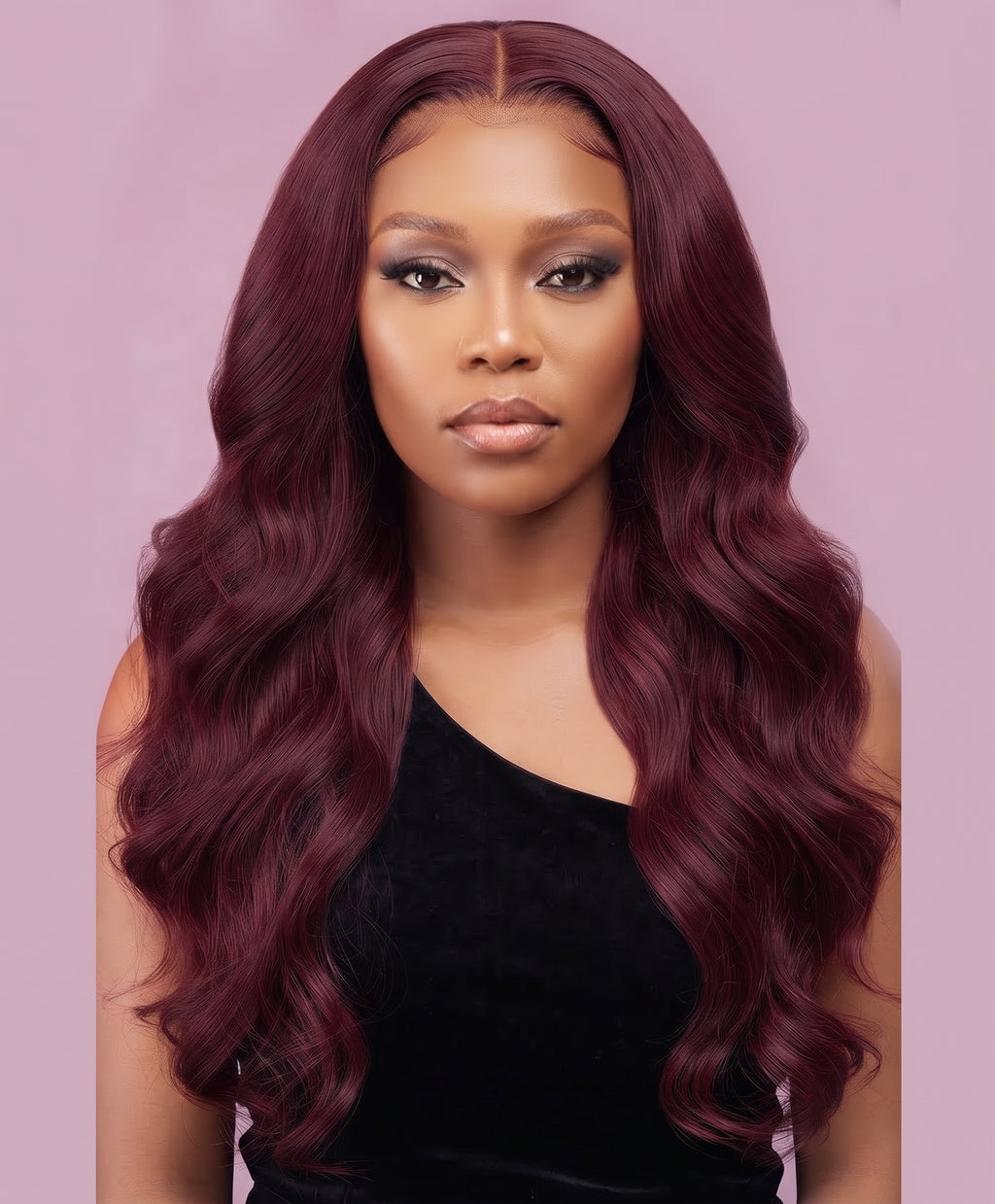 Burgundy body wave blended
