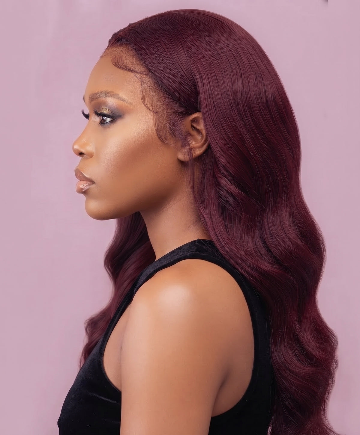 Burgundy body wave blended